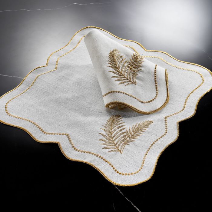 Leaf 2'li Peçete Krem/Gold - 1