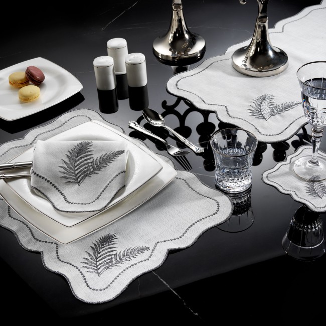 Leaf 2'li Peçete Krem-Silver - Zebra Casa (1)