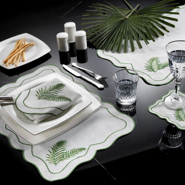 Leaf 2'li Peçete Krem - Yeşil - Zebra Casa (1)