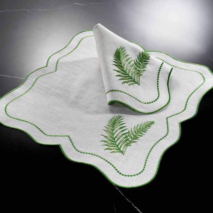Leaf 2'li Peçete Krem - Yeşil - 1
