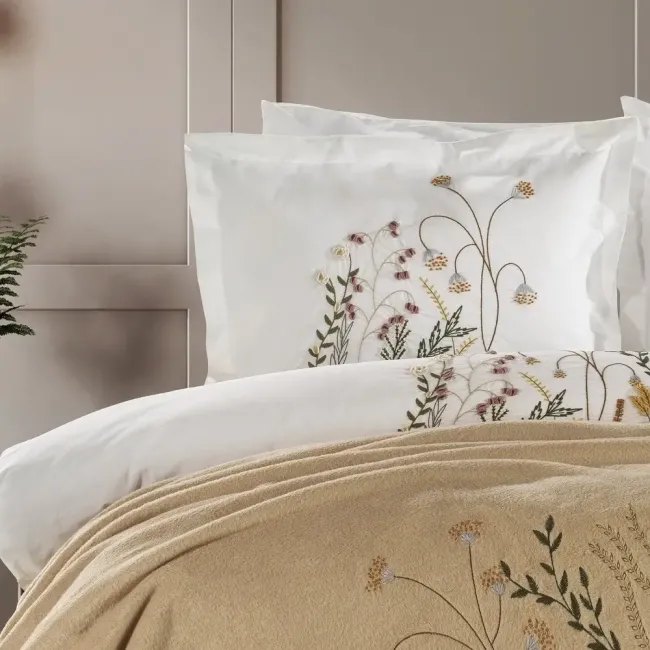 Lenora Çift Kişilik Battaniye Seti / Bej - Zebra Casa (1)