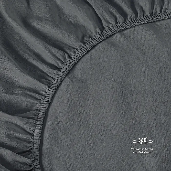 Lidya Tek Kişilik Lastikli Çarşaf / Antrasit - 4