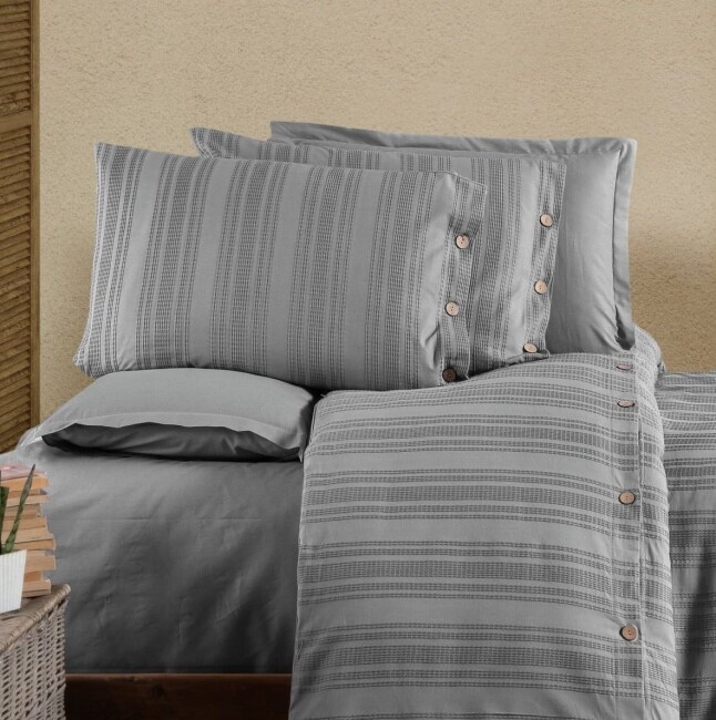 Likya Çift Kişilik Nevresim Takımı / Gri - Zebra Casa (1)