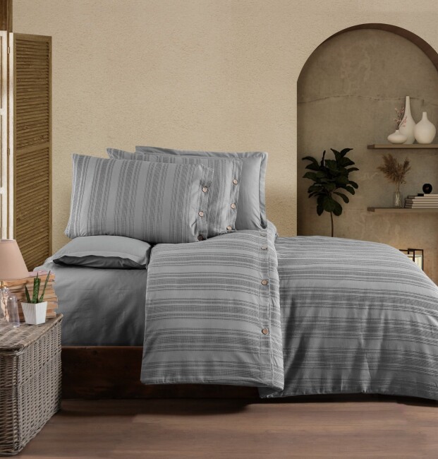 Likya Çift Kişilik Nevresim Takımı / Gri - Zebra Casa