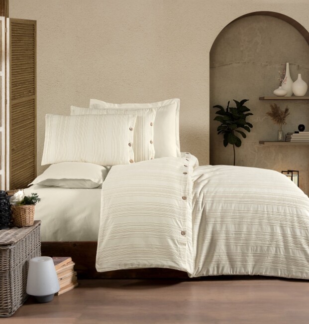 Likya Çift Kişilik Nevresim Takımı / Krem - Zebra Casa