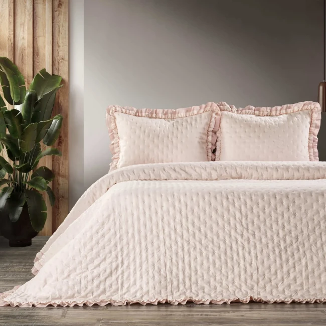 Lima Çift Kişilik Yatak Örtüsü / Pudra - ZEBRA CASA