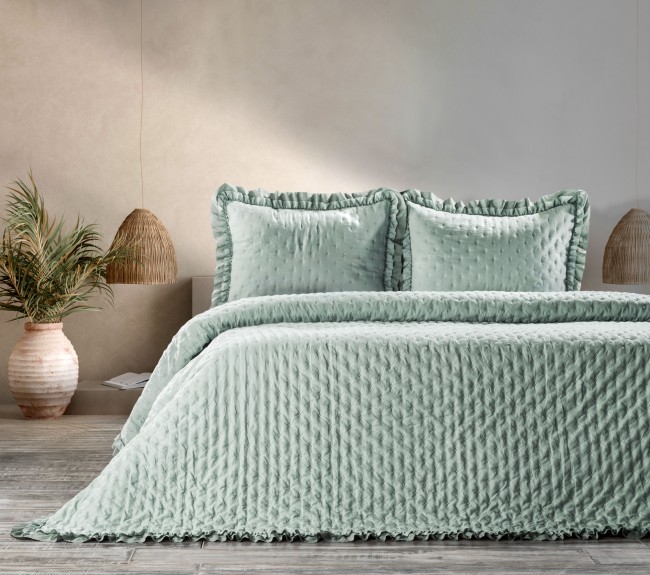 Lima Çift Kişilik Yatak Örtüsü / Yeşil - Zebra Casa