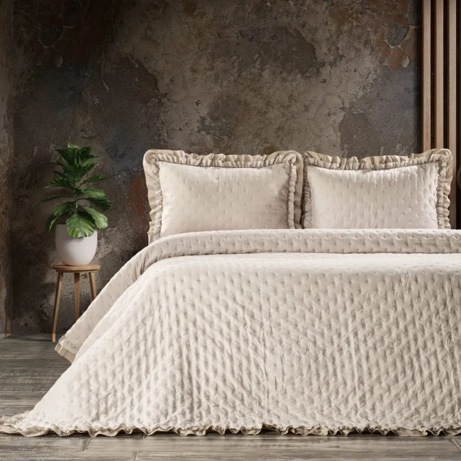 Lima Tek Kişilik Yatak Örtüsü / Bej - Zebra Casa