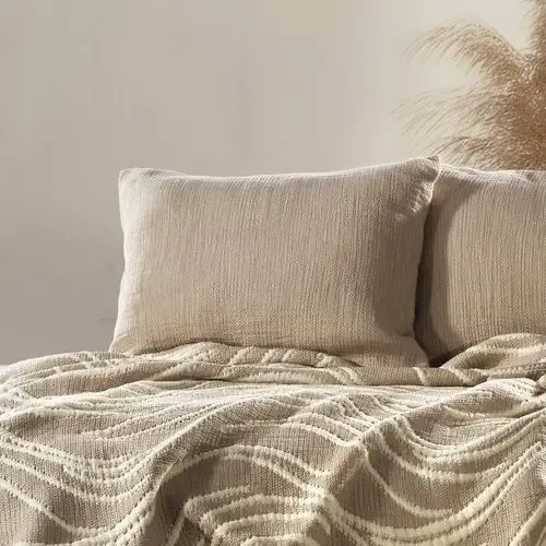 Mabelle Çift Kişilik Yatak Örtüsü Takımı / Bej - Zebra Casa (1)