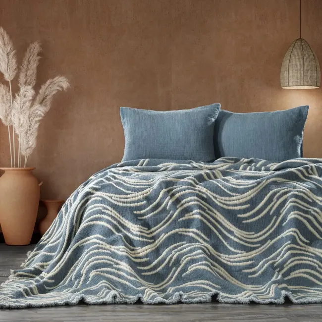 Mabelle Çift Kişilik Yatak Örtüsü Takımı / İndigo