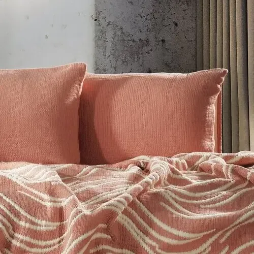 Mabelle Çift Kişilik Yatak Örtüsü Takımı / Koyu Pudra - Zebra Casa (1)