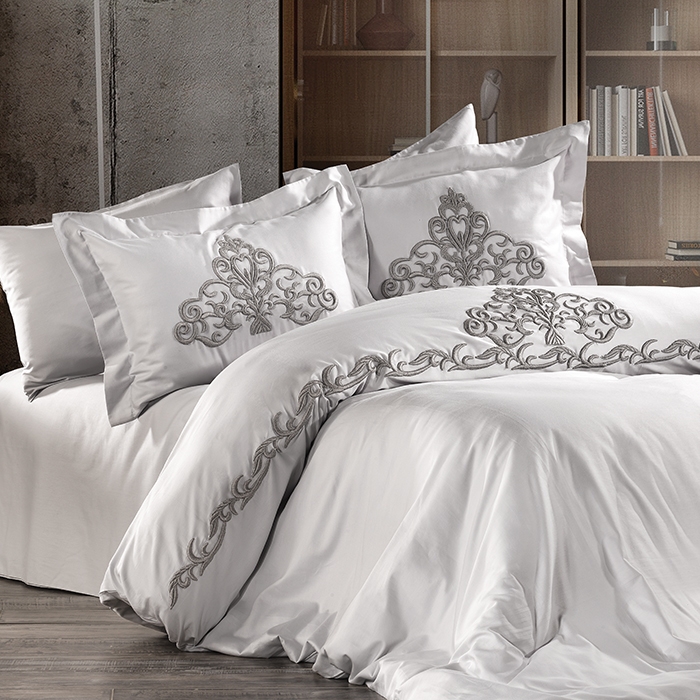 Marash Nevresim Takimi Gri Premium Nevresim Takimlari Zebra Casa