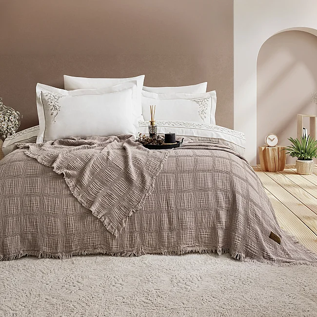 Maria 7 Parça Tencel Pike Seti / Cappuccino - Zebra Casa