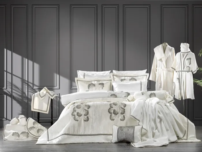 Mila 24 Parça Premium Çeyiz Yatak Seti / Krem - 1