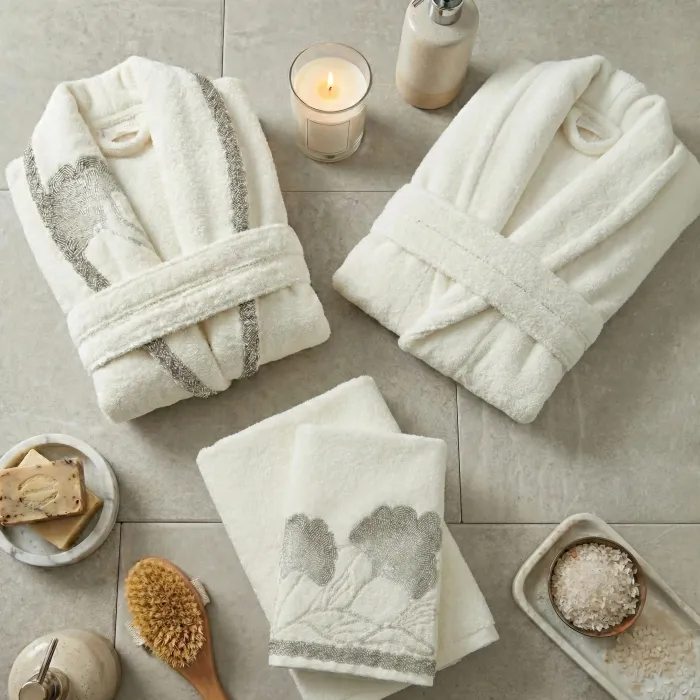 Mila 6 Parça Bambu Aile Bornoz Seti / Krem - Antrasit - 2