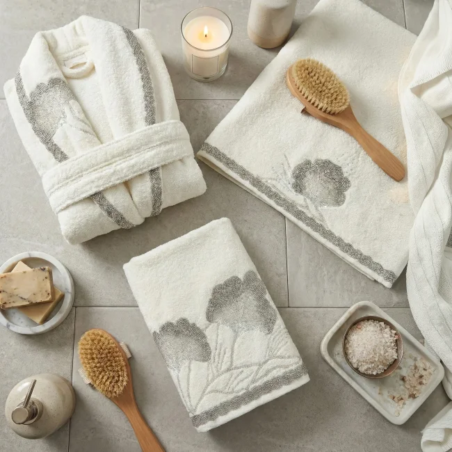 Mila 6 Parça Bambu Aile Bornoz Seti / Krem - Antrasit - 1