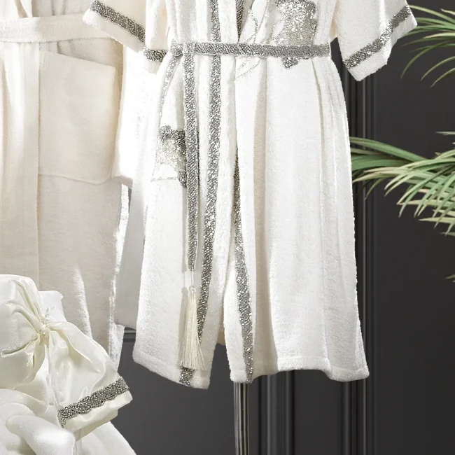 Mila Kadın Balayı Bornoz Seti/Krem - 3