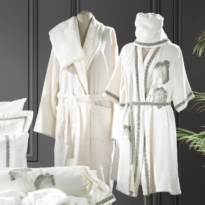 Mila Kadın Balayı Bornoz Seti/Krem - 1