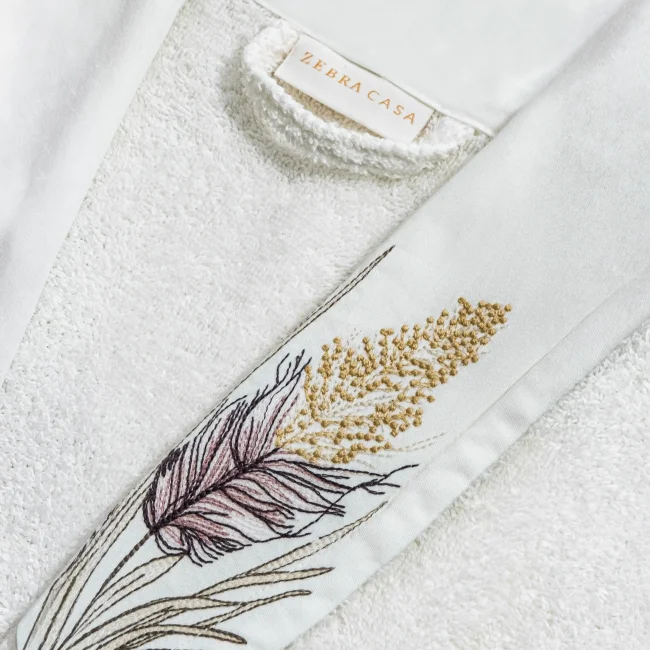 Myra 6 Parça Pamuk Nakışlı Aile Bornoz Seti - 8