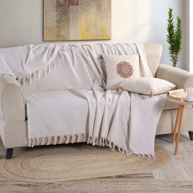 Noble 200x230cm Koltuk Örtüsü / Ekru 