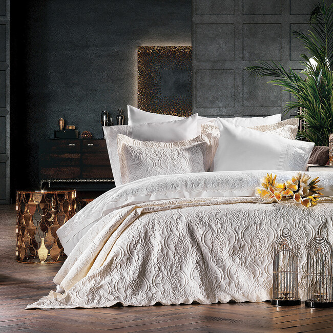 Norsia Beige Bedding Set with Duvet Cover - 1