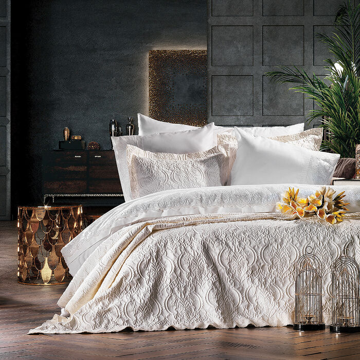 Norsia Beige Bedding Set with Duvet Cover - 1