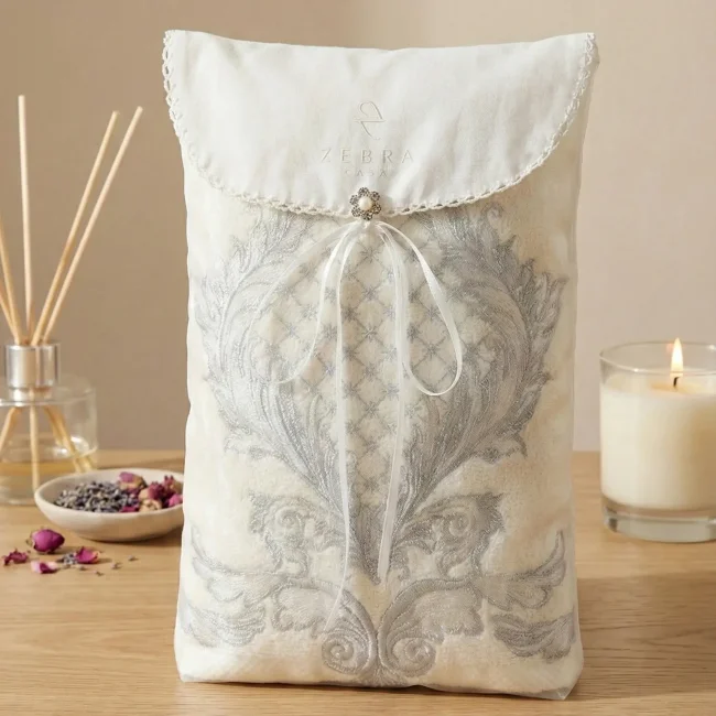 Ornella Çeyizlik Keseli Havlu / Gri - Zebra Casa (1)