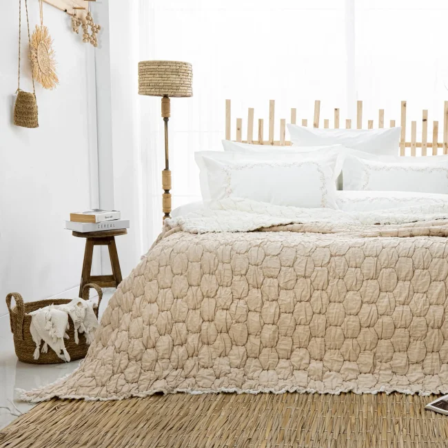 Paloma Yatak Örtüsü Seti / Bej - Zebra Casa (1)