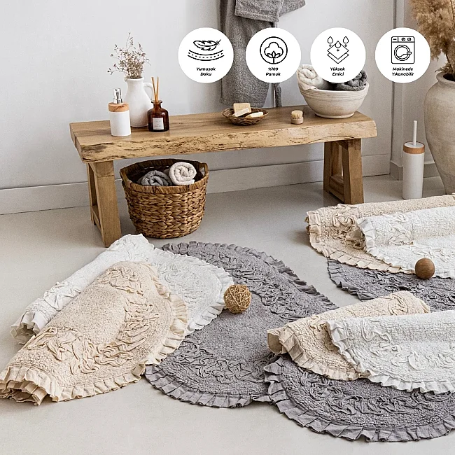 Parisa %100 Pamuk 80x120 Banyo Paspası – Bej - 5