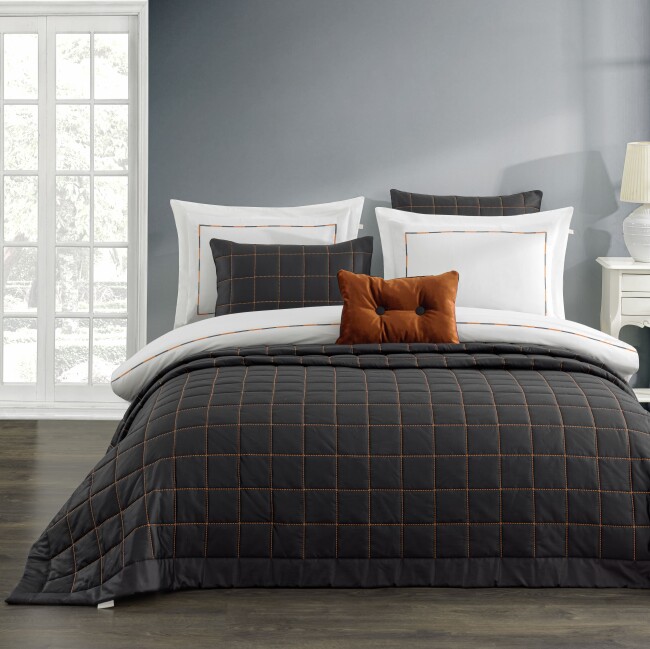 Peony 10 Parça Yatak Örtüsü Seti / Antrasit - Zebra Casa