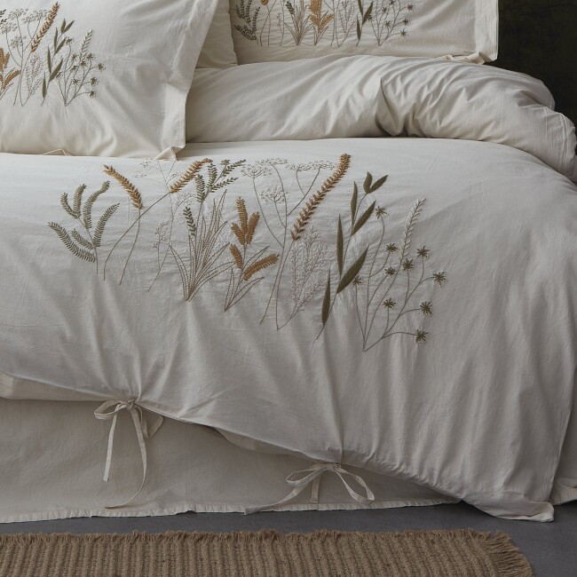 Phaselis Çift Kişilik Nakışlı Naturel Nevresim Takımı  - 3