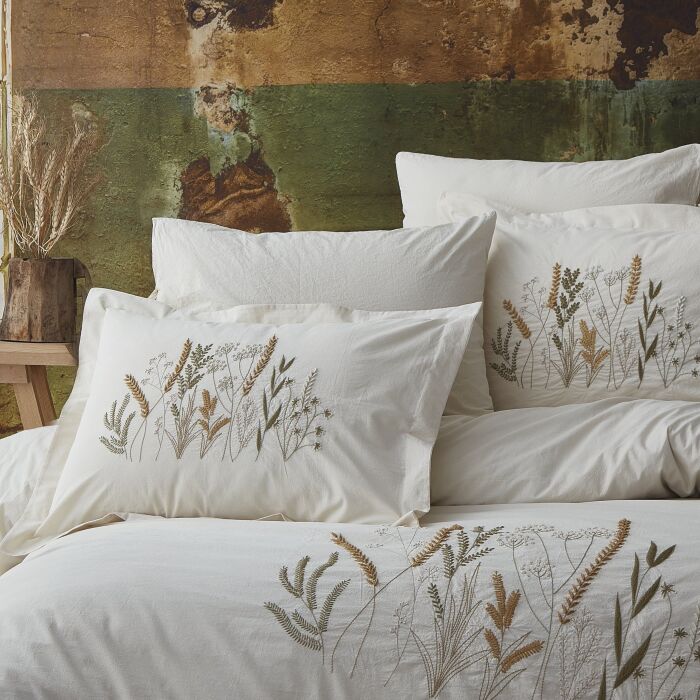 Phaselis Çift Kişilik Nakışlı Naturel Nevresim Takımı  - 2