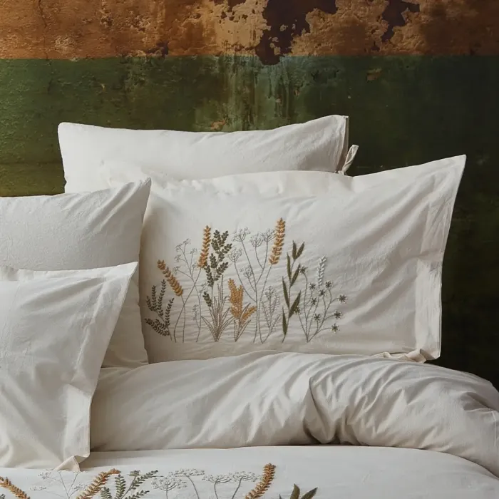 Phaselis Çift Kişilik Nakışlı Naturel Nevresim Takımı  - 4