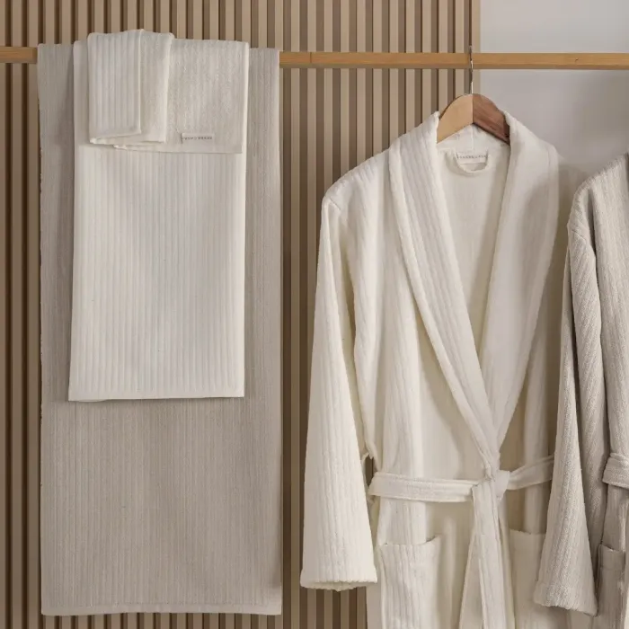 Pia %100 Pamuklu Aile Bornoz Seti / Bej - Krem - 2