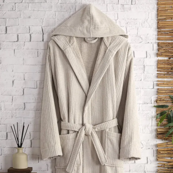 Pia Pamuklu Bornoz / Bej - 2