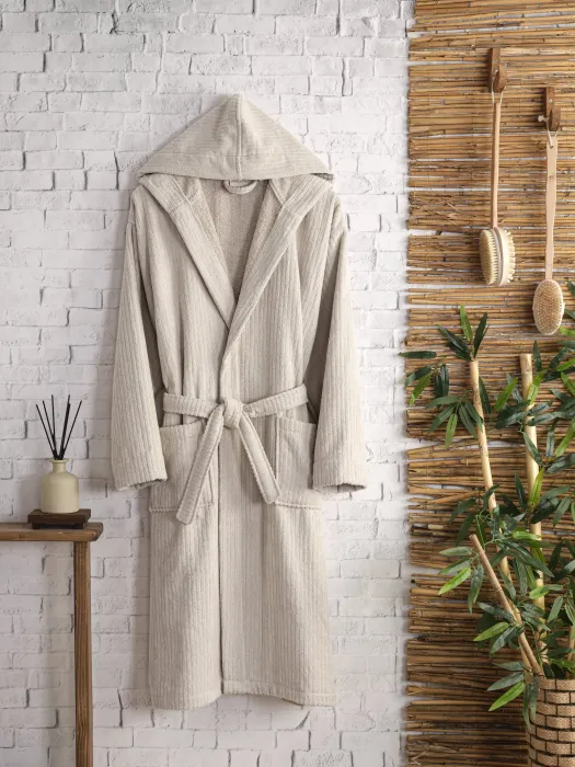 Pia Pamuklu Bornoz / Bej - 1