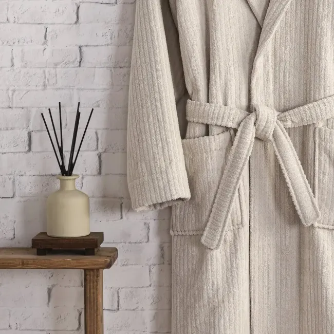 Pia Pamuklu Bornoz / Bej - 4