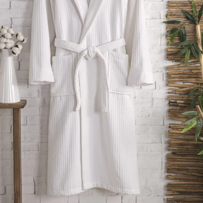 Pia Pamuklu Bornoz / Beyaz - 3