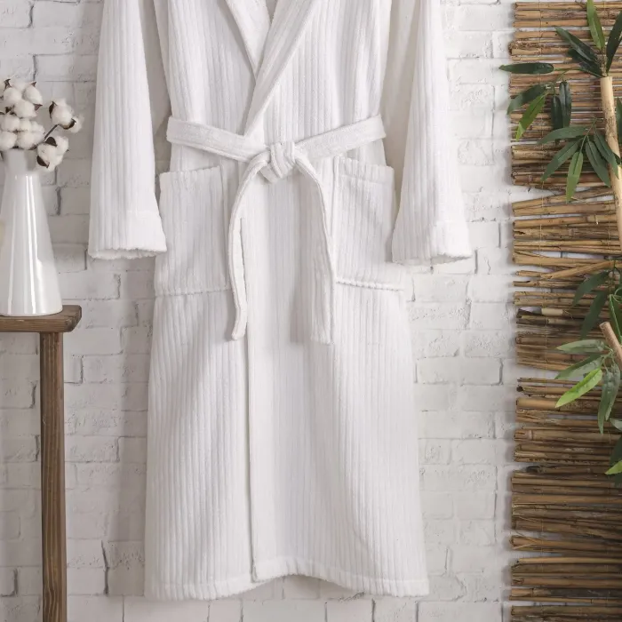 Pia Pamuklu Bornoz / Beyaz - 3