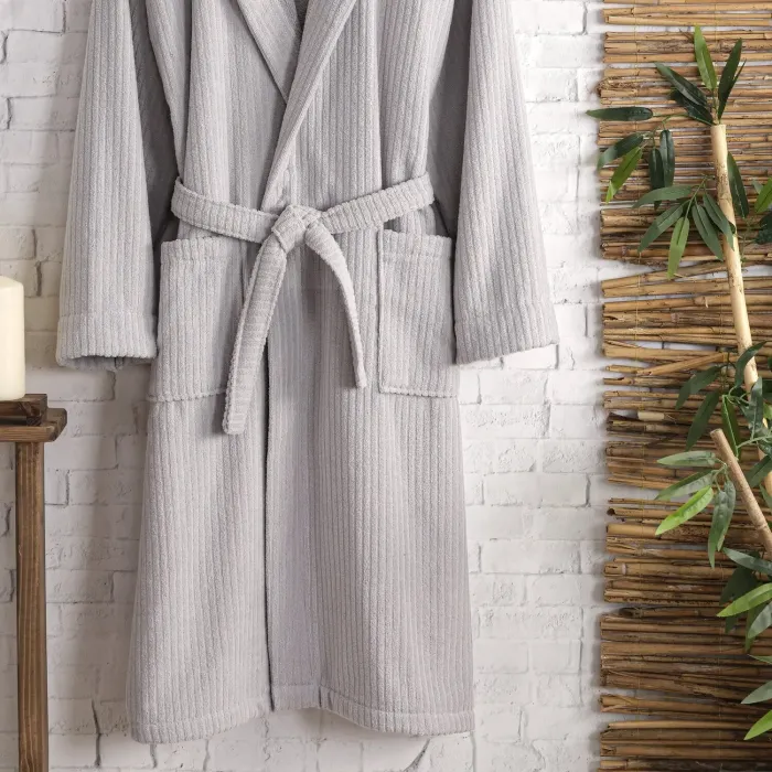 Pia Pamuklu Bornoz / Gri - 3