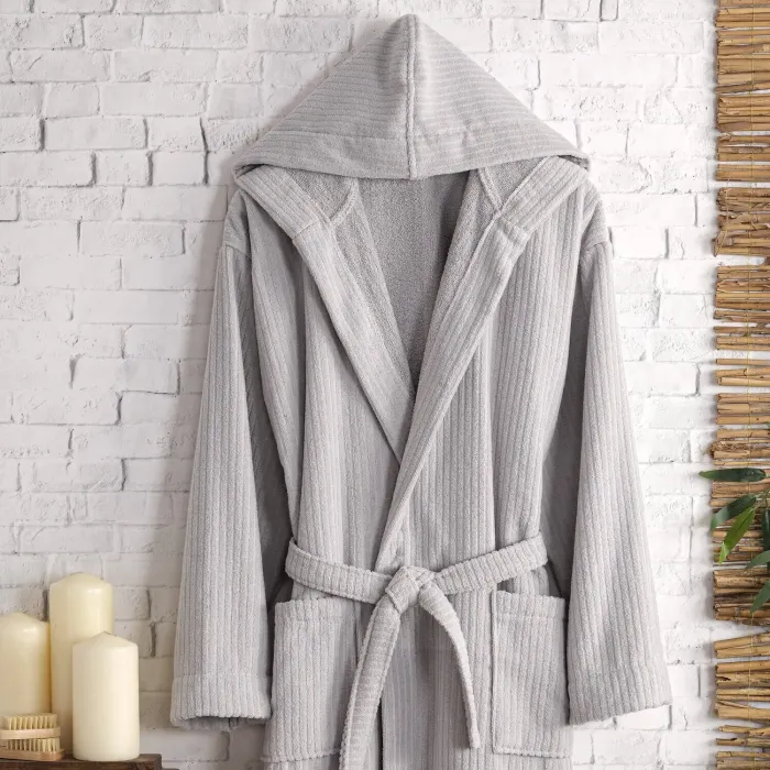 Pia Pamuklu Bornoz / Gri - 2