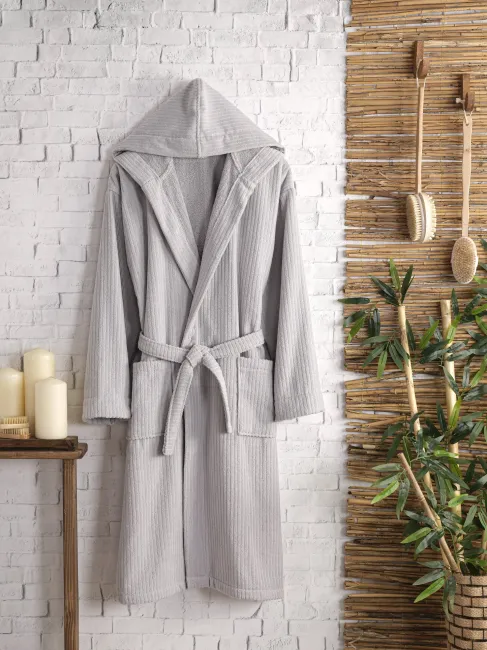 Pia Pamuklu Bornoz / Gri 