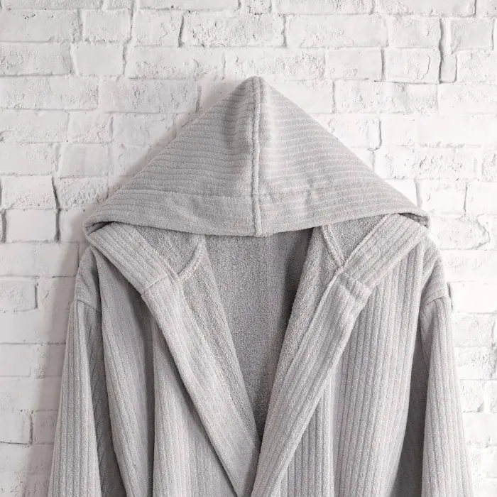 Pia Pamuklu Bornoz / Gri - 4
