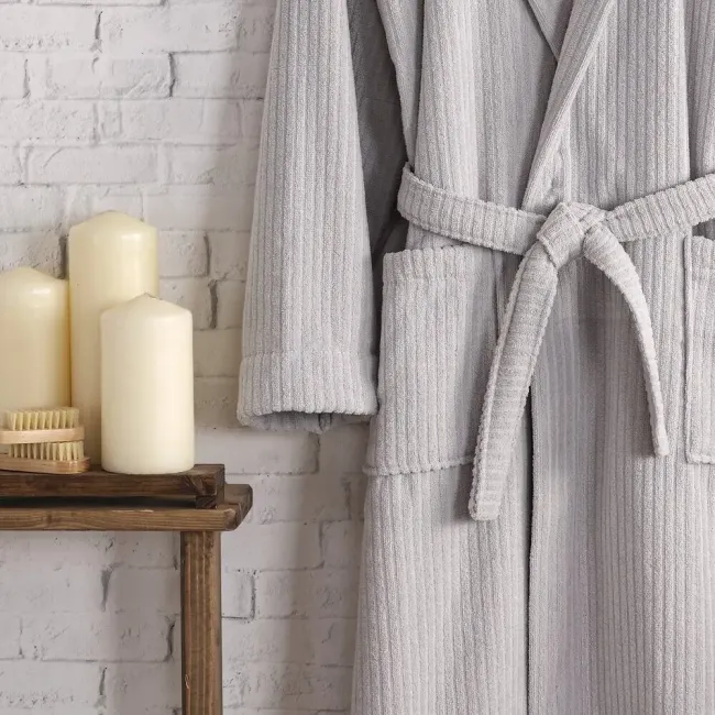 Pia Pamuklu Bornoz / Gri - 5