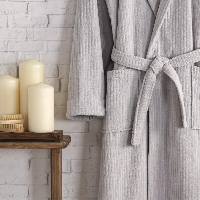 Pia Pamuklu Bornoz / Gri - 5