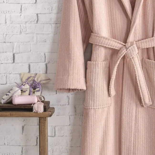 Pia Pamuklu Bornoz / Pudra - 4