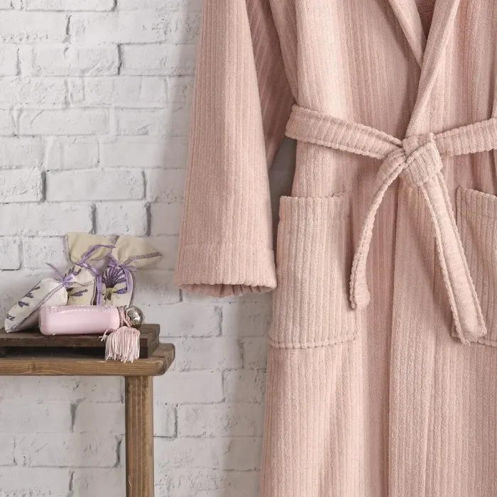 Pia Pamuklu Bornoz / Pudra - 4