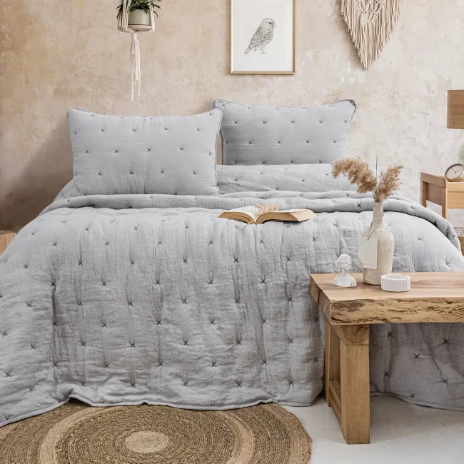 Rita Çift Kişilik Yatak Örtüsü Takımı / Gri