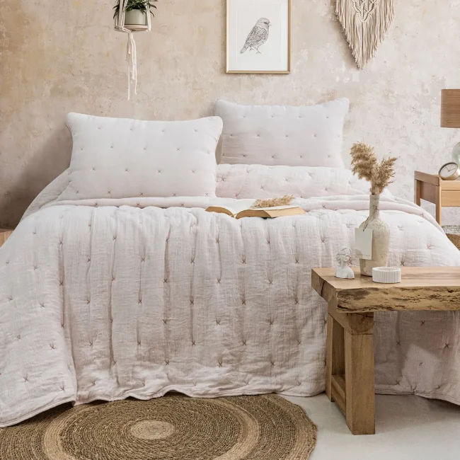 Rita Çift Kişilik Yatak Örtüsü Takımı / Pudra