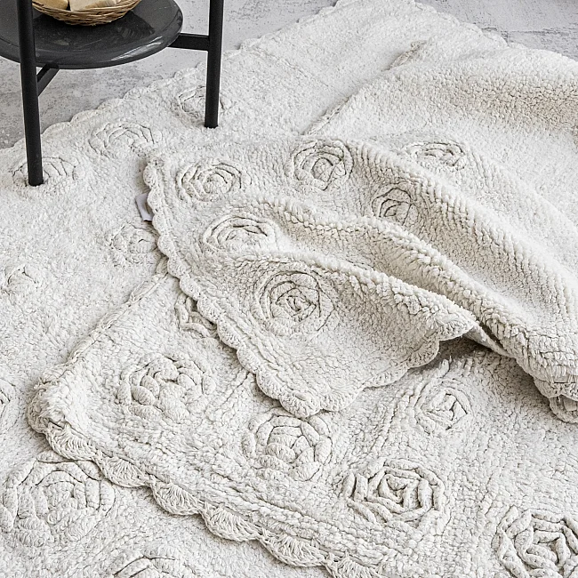 Rosette %100 Pamuk 2’li Banyo Paspas Takımı – Krem - 4